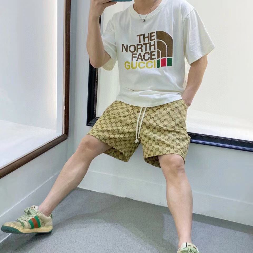 Summer's new embroidered logo elastic drawstring shorts H02