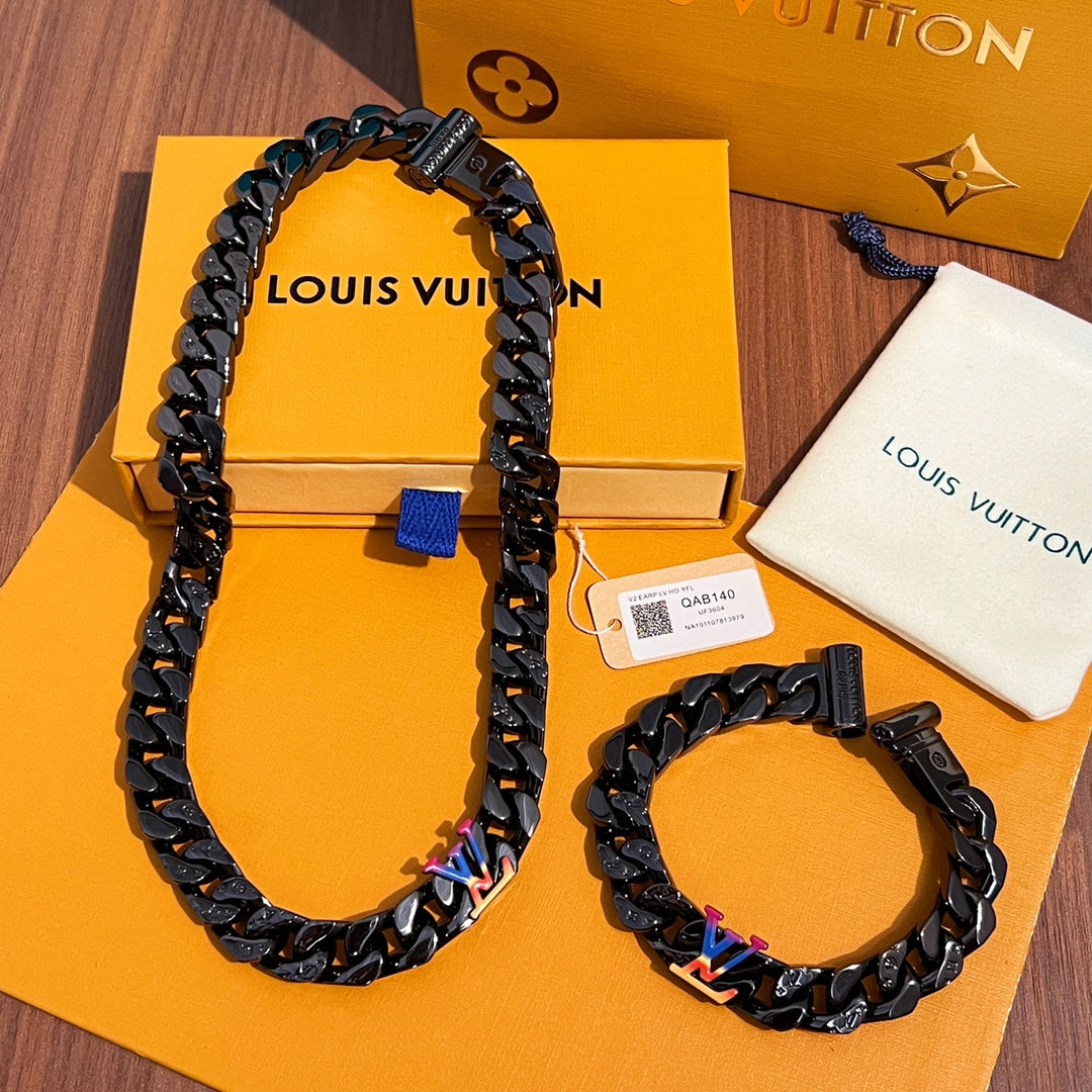 Black Metal Cuban Necklace XC0823101602