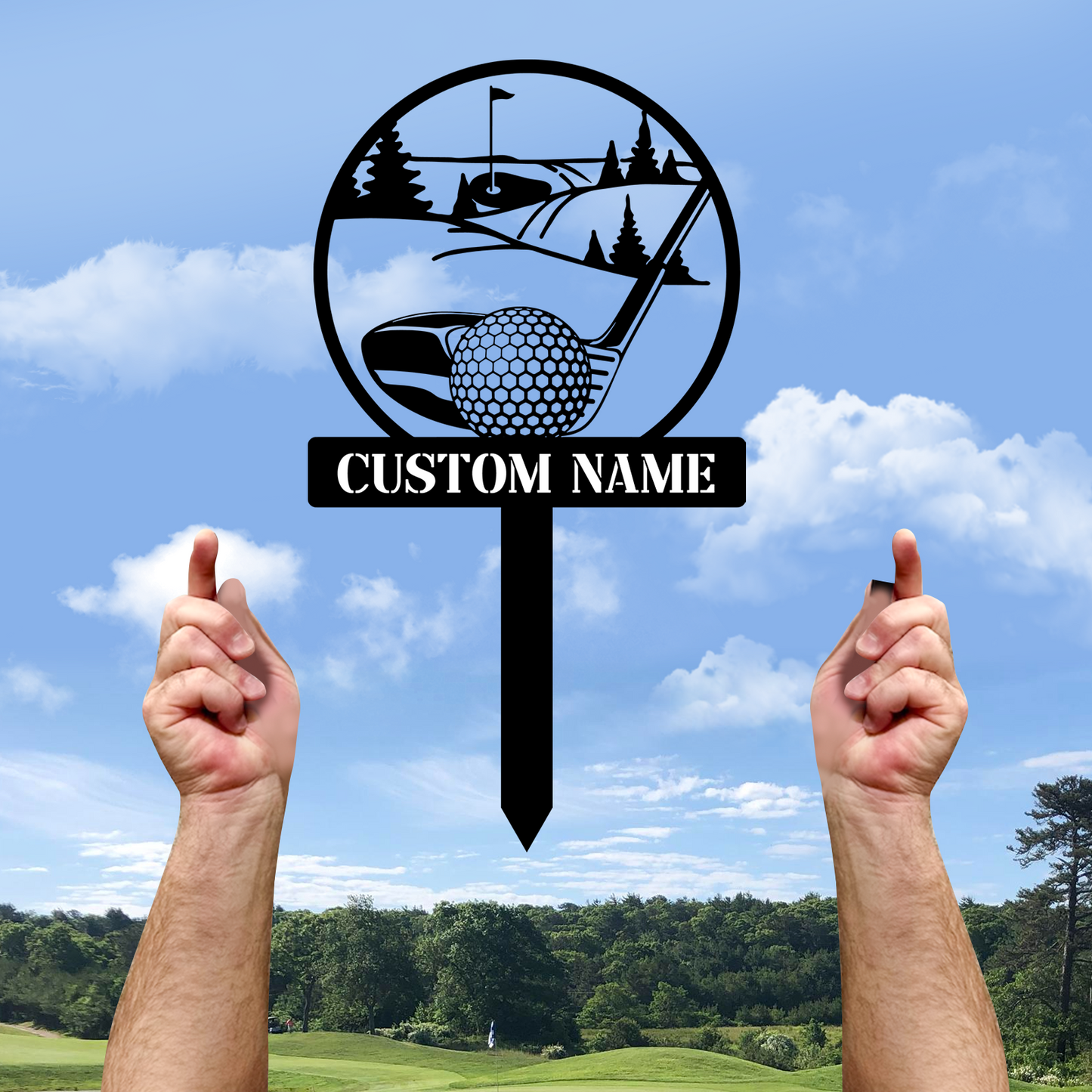 Custom Golf Name Sign for Lawn, Golf Ball Delivery Design, Personalized Outdoor Metal Stake Sign