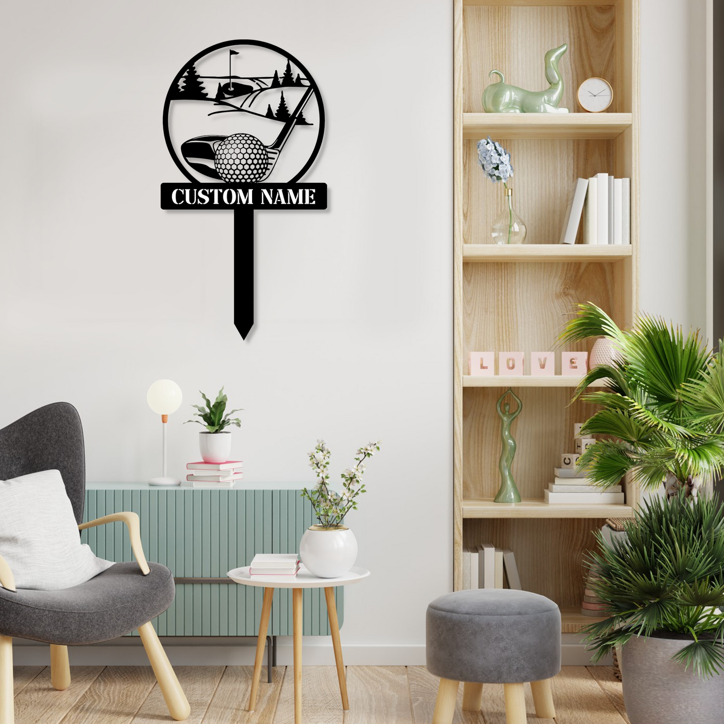 Custom Golf Name Sign for Lawn, Golf Ball Delivery Design, Personalized Outdoor Metal Stake Sign