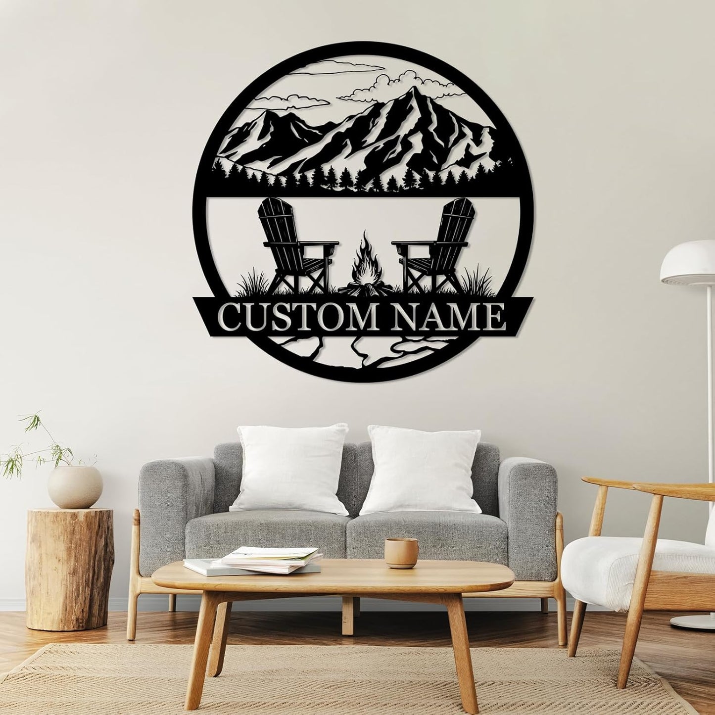 Custom Metal Bear Mountain Family Name Sign Outdoor Cabin Farmhouse Wall Decor Hunter Gift