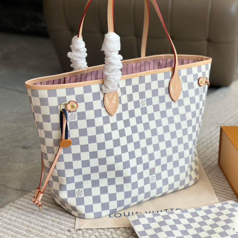 Handmade Leather Handbag Damier Neverfull MM