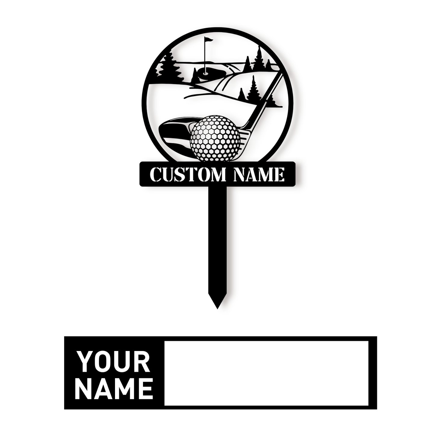 Custom Golf Name Sign for Lawn, Golf Ball Delivery Design, Personalized Outdoor Metal Stake Sign