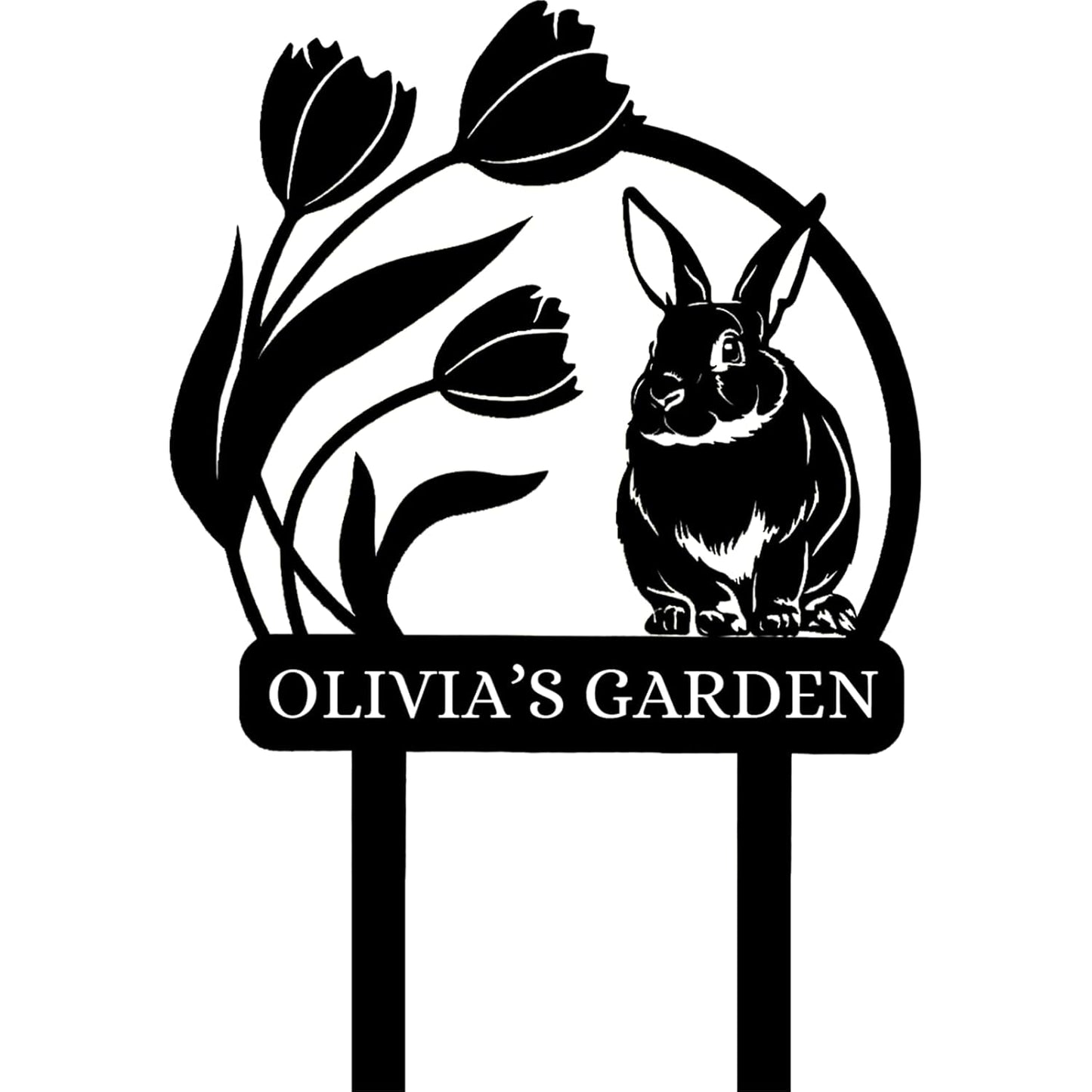 Custom Rabbit Garden Sign, Personalized Outdoor Metal Yard Sign for Gardeners or Lawn Decor