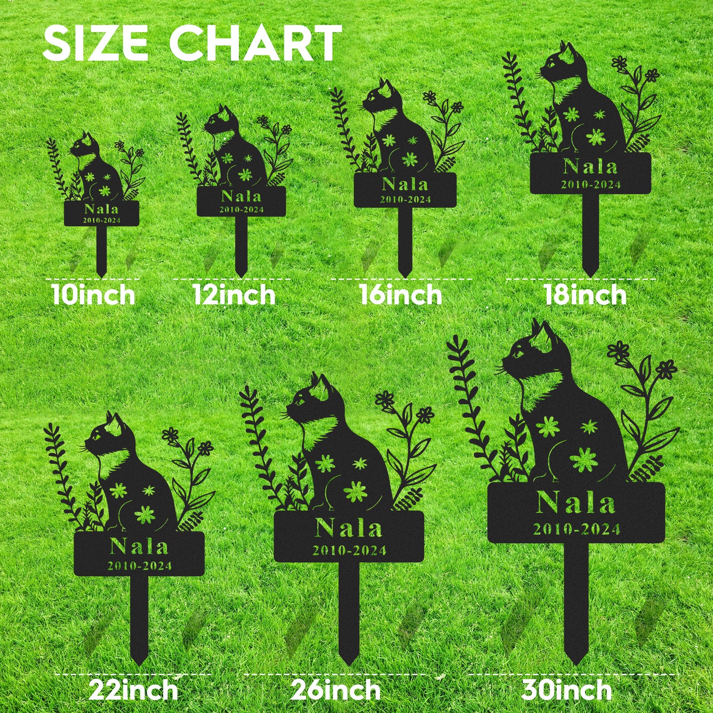 Custom Cat Memorial Garden Stake,Personalized Cat Grave Marker,Cat Memorial Metal Sign,Yard Stake