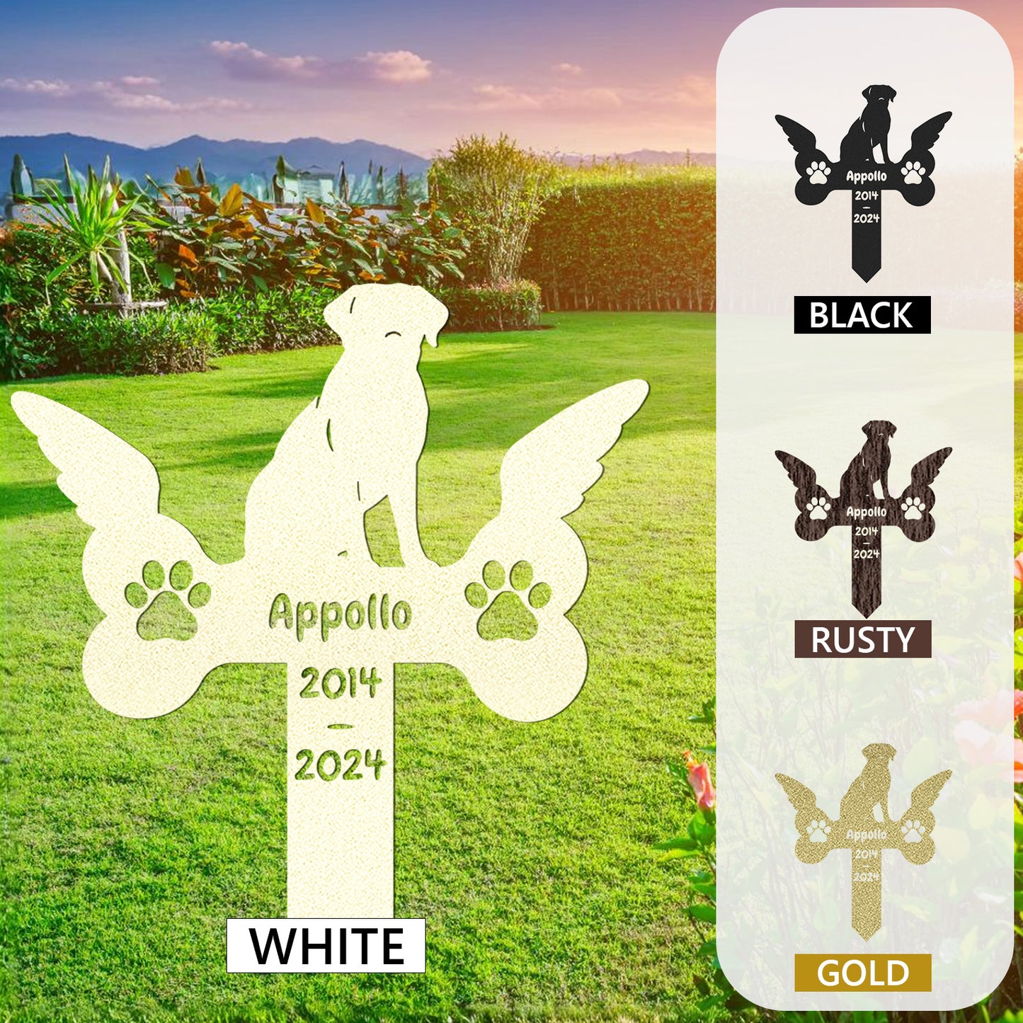 Custom Labrador Angel Memorial Stake, Personalized Winged Dog Bone Grave Marker for Garden or Pet Burial Tribute