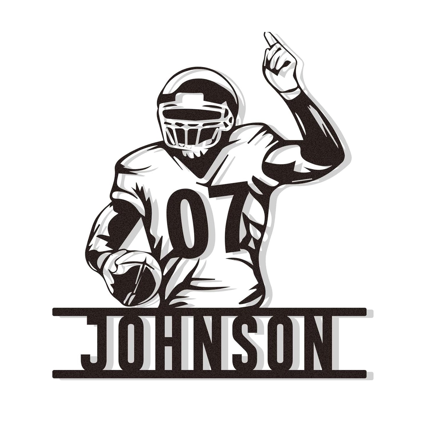 Custom Football Metal Wall Sign with Player Number and Name, Personalized Quarterback Decor, Sports Gift for Boys or Team Room