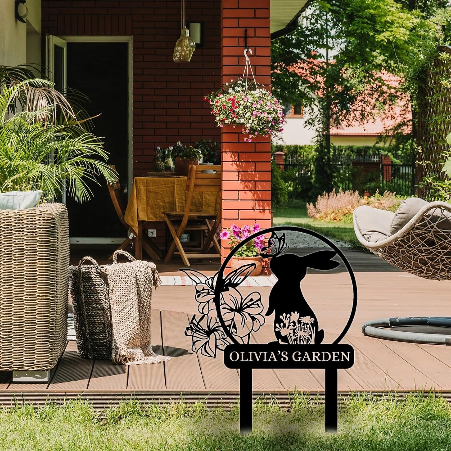 Custom Rabbit Garden Sign, Personalized Outdoor Metal Yard Sign for Gardeners or Lawn Decor