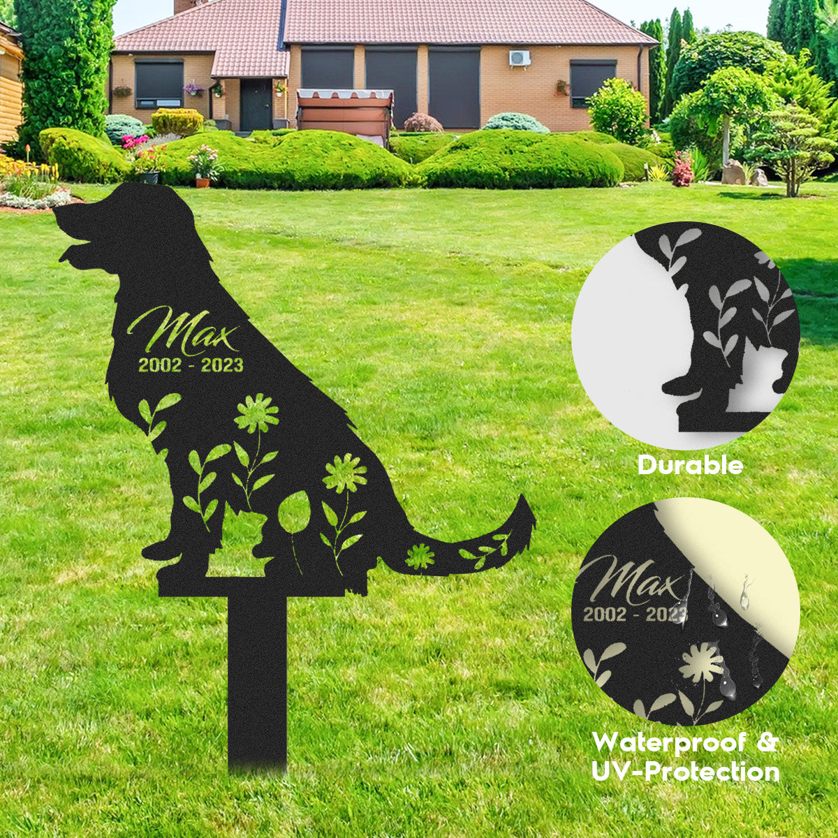Personalized Golden Retriever Garden Stakes, Metal Yard Art, Dog Sympathy Gift, Custom Dog Memorial, Pet Loss Gift
