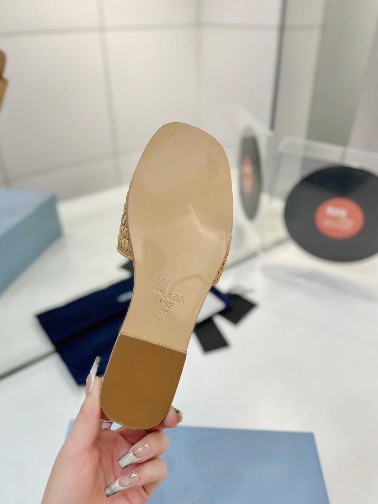 PR Leather slides with crochet details 1825030701