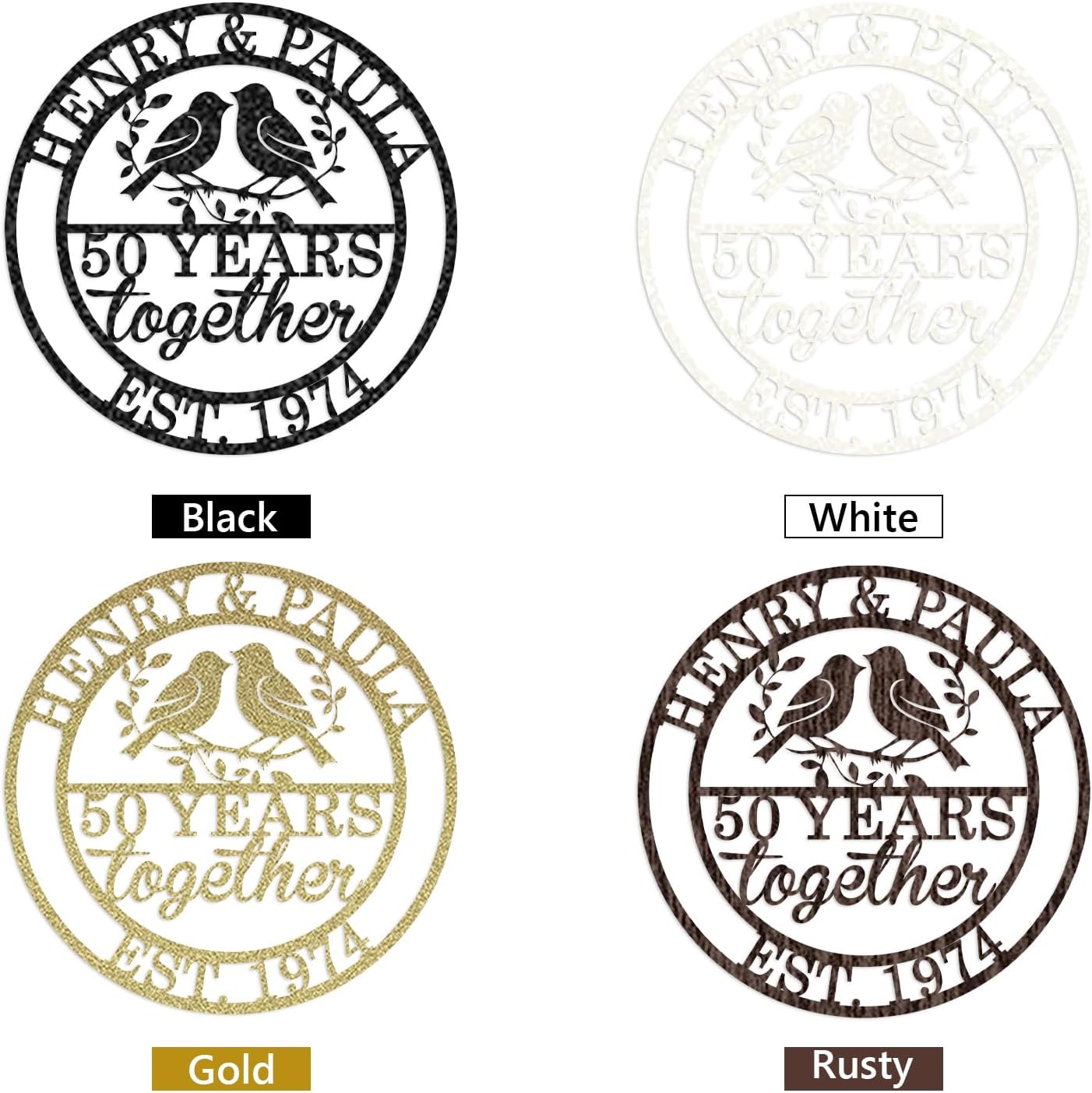 Custom Metal Anniversary Signs for Couples or Parents, Unique Wall Decor & Memorable Gift
