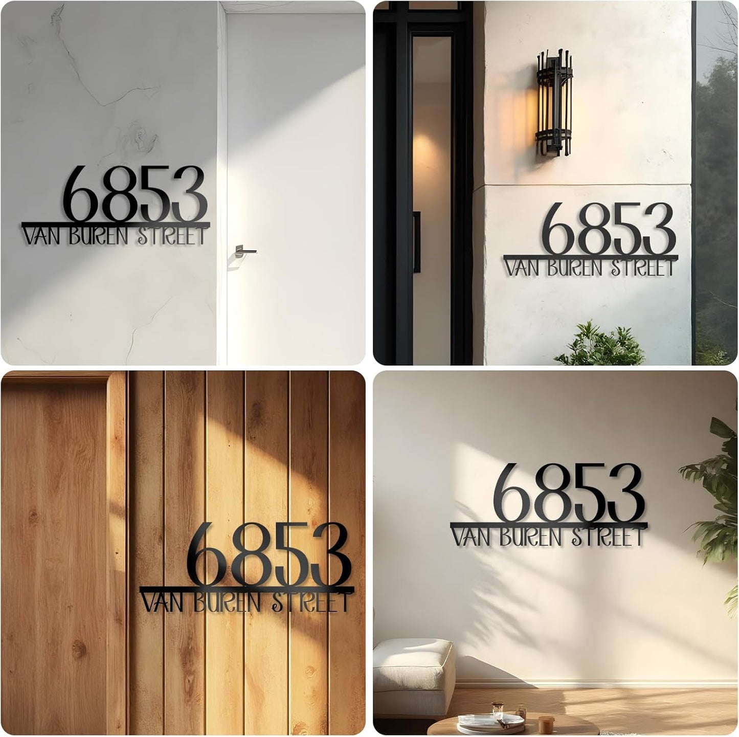 Personalized Metal House Number Sign for Outside Modern, Metal Address Signs for Houses, Custom Address Plaque, Art Deco Address Numbers and Street Name, House Number Plaque, Front Door Sign