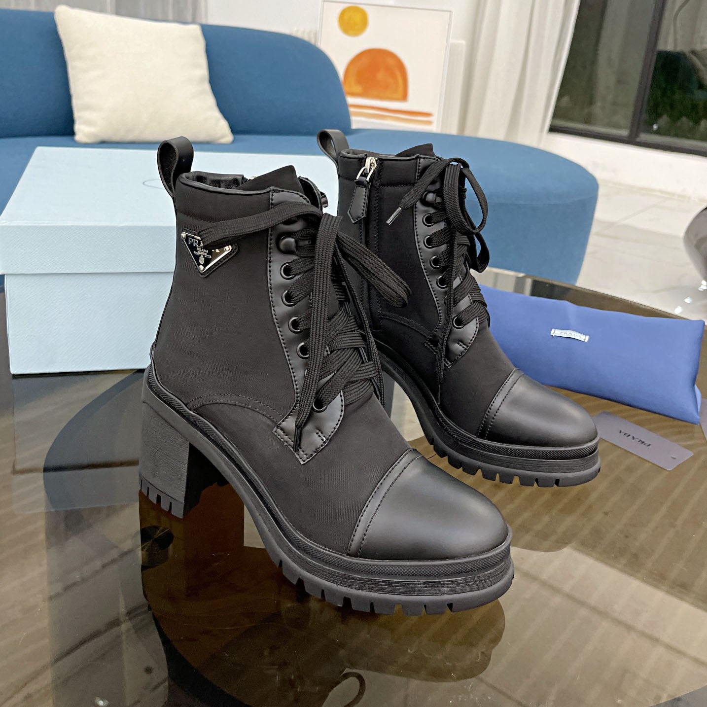 PR waterproof nylon high heel short boots 1824102201