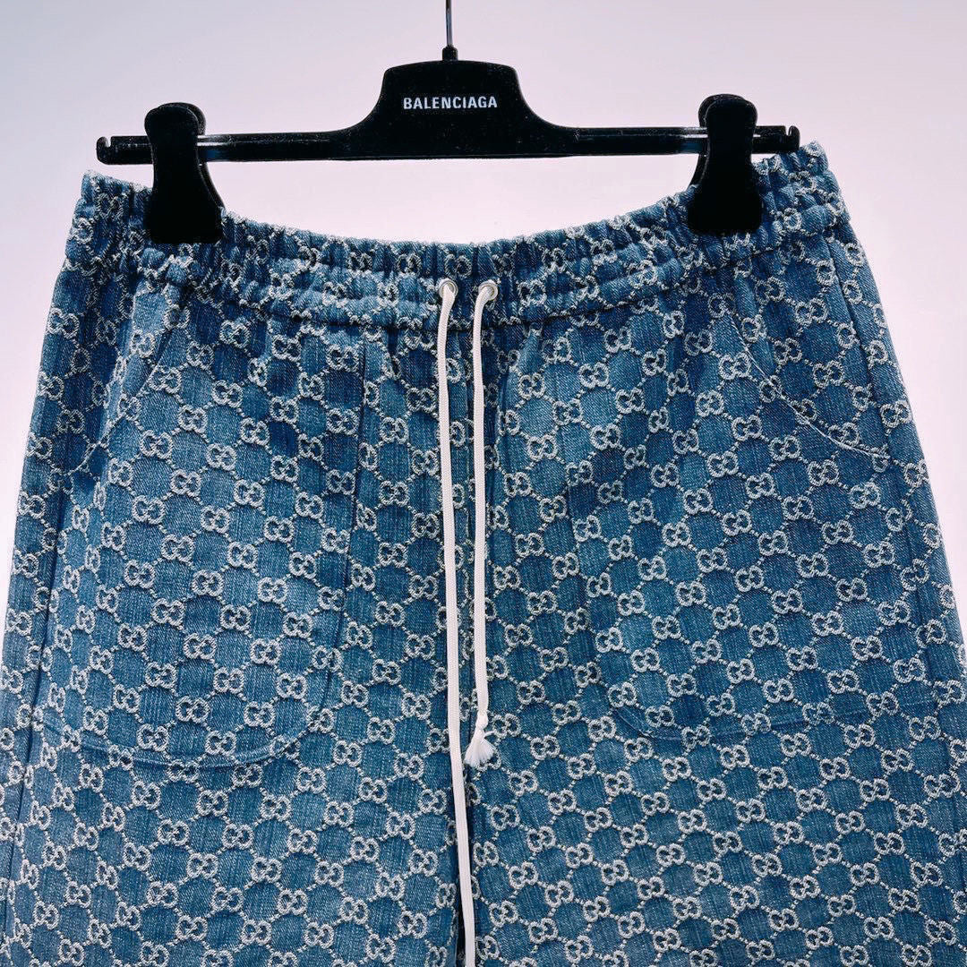 Summer's new embroidered logo elastic drawstring shorts H02