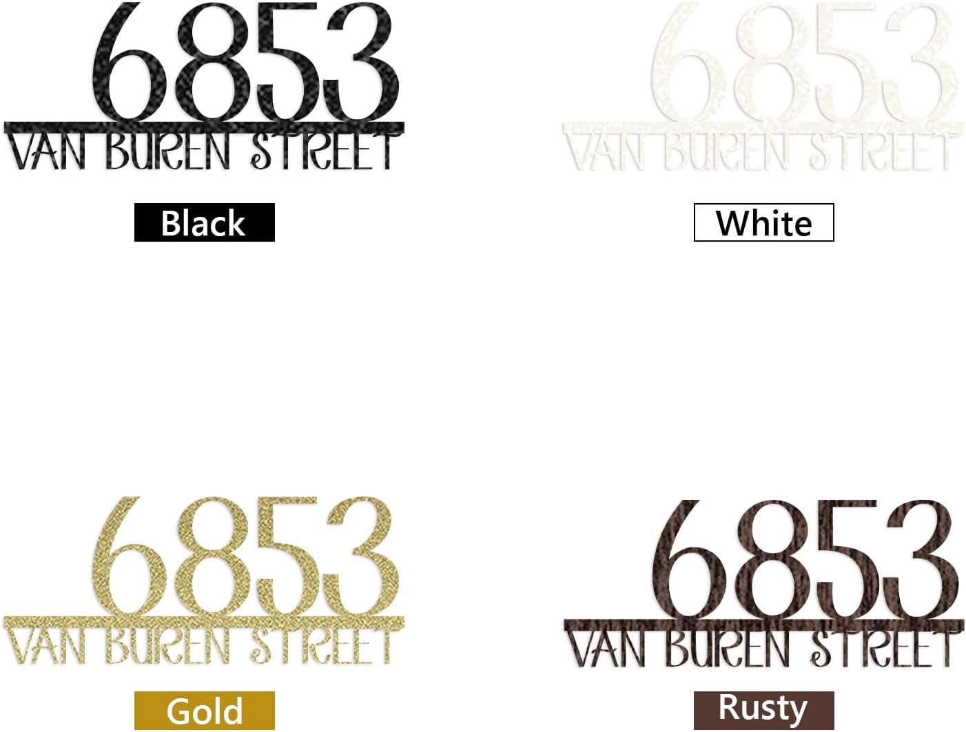 Personalized Metal House Number Sign for Outside Modern, Metal Address Signs for Houses, Custom Address Plaque, Art Deco Address Numbers and Street Name, House Number Plaque, Front Door Sign