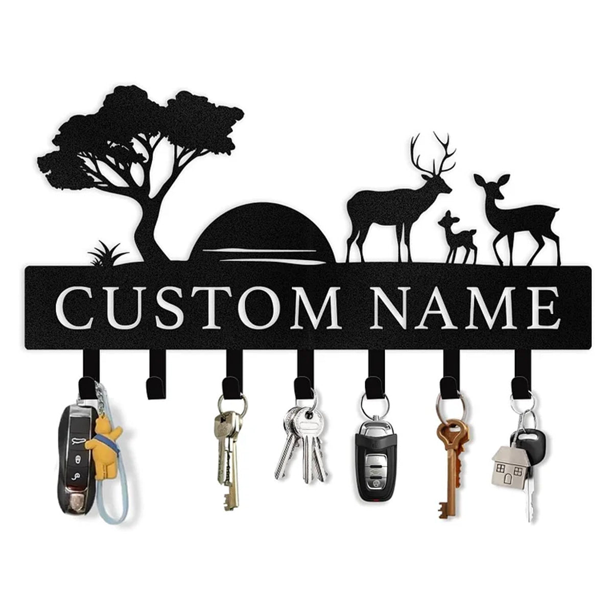 Personalized Polar Bear Key Holder on Wall, Custom Name Key Hanger