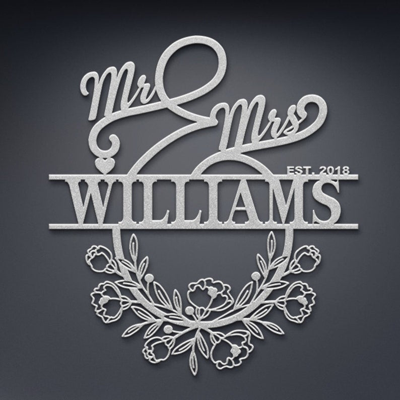 Personalized Mr And Mrs Metal Sign Customizable Family Name For Wall Decor Gift