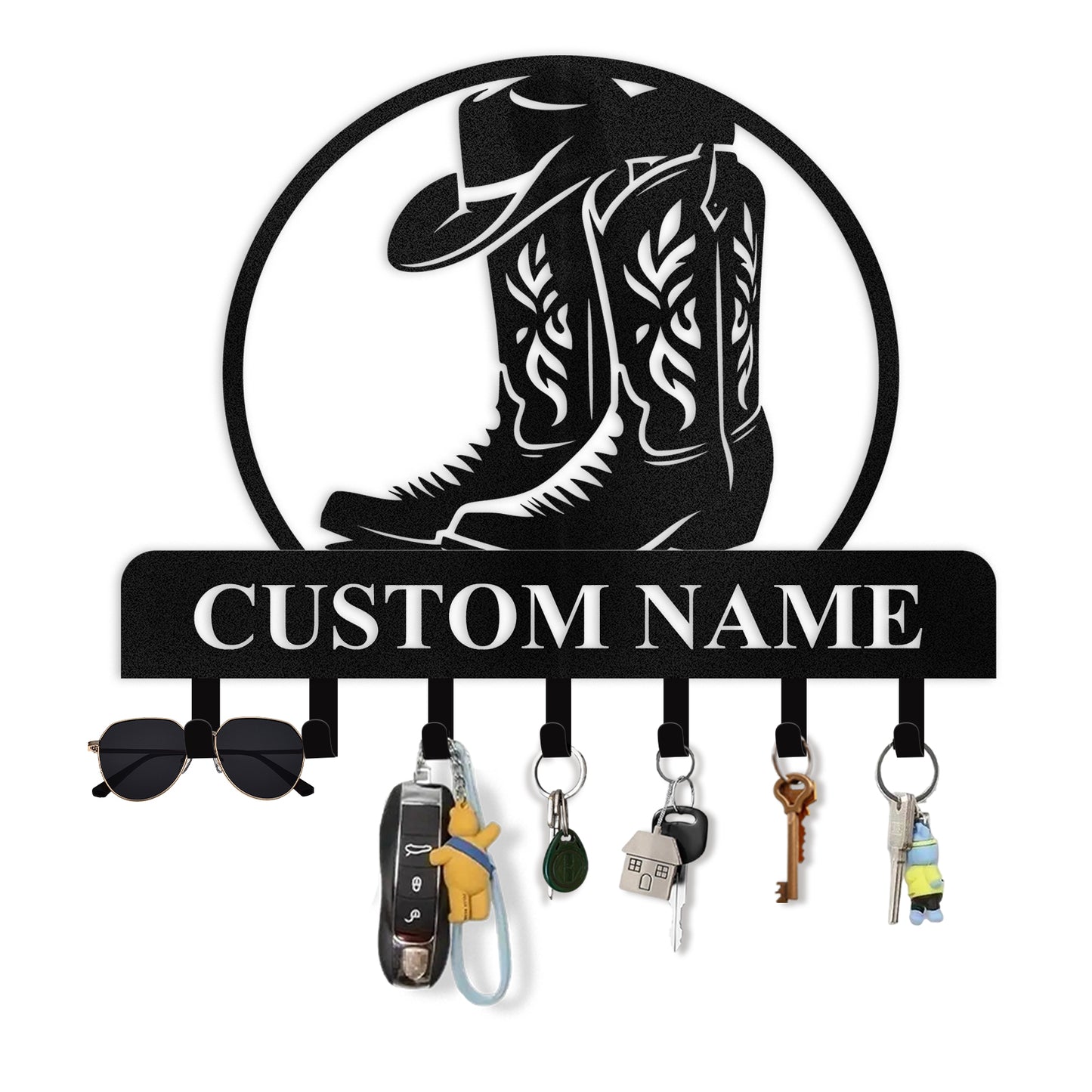Personalized Cowgirl Metal Coat Hooks, Key Holder Wall Mount, Clothes Hat Key Rack Organizer, Western Wall Art, Key Hanger Wall Decor for Living Room Bedroom Kitchen Entryway Color06
