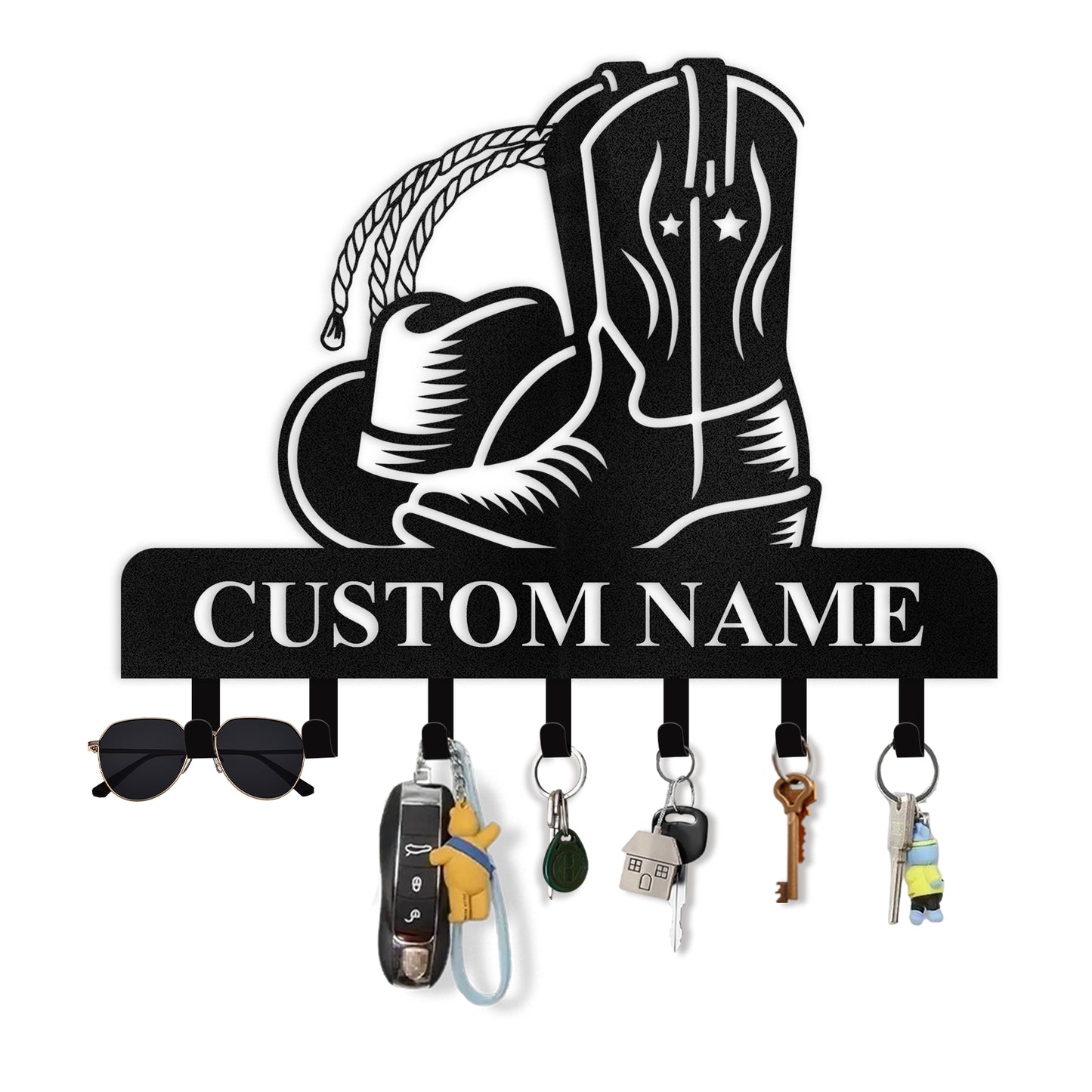 Personalized Cowgirl Metal Coat Hooks, Key Holder Wall Mount, Clothes Hat Key Rack Organizer, Western Wall Art, Key Hanger Wall Decor for Living Room Bedroom Kitchen Entryway Color06