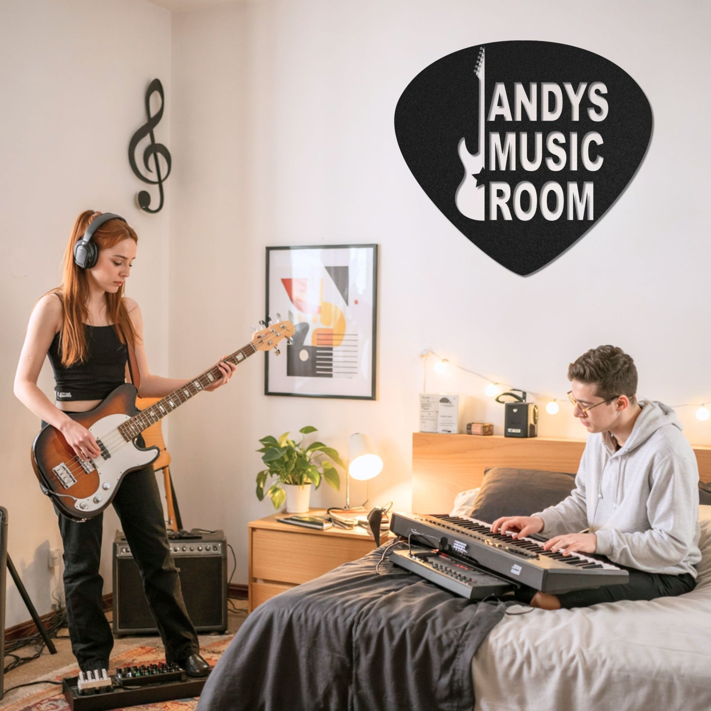 Customized Metal Sign, Personalized Musical Theme Metal Sign, Guitar Wall Art, Music Room Accessories, Custom Guitar Wall Decor for Bedroom Studio Mancave, Music Teacher Gifts