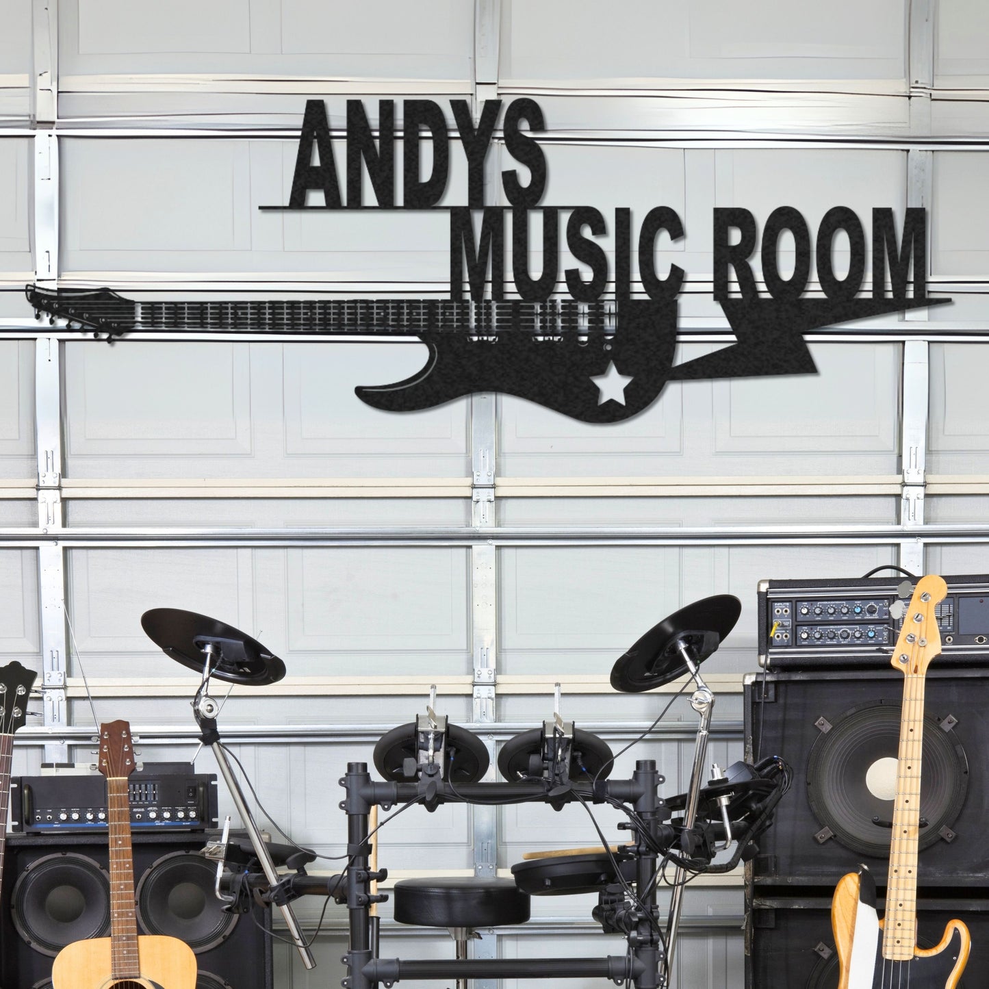 Customized Metal Sign, Personalized Musical Theme Metal Sign, Guitar Wall Art, Music Room Accessories, Custom Guitar Wall Decor for Bedroom Studio Mancave, Music Teacher Gifts