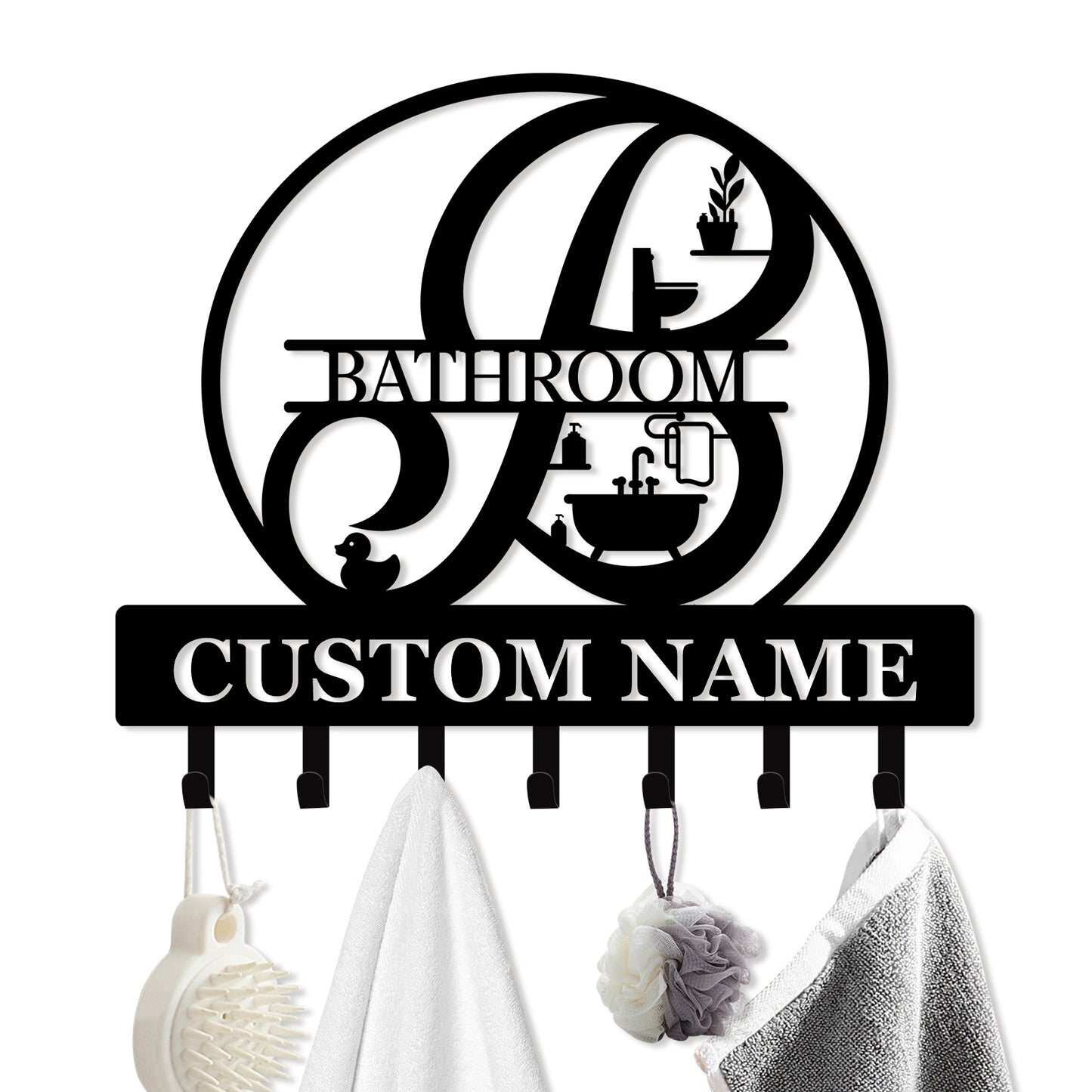 Personalized Towel Hooks, Hand Towel Holder for Bathroom, Robe Hanger Coat Hooks, Bathroom Accessories, Custom Name Decorative Wall Hooks for Bathroom Bedroom Room, Home Decor Gifts Color01