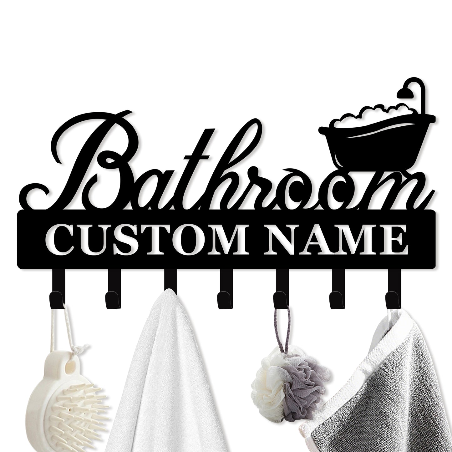 Personalized Towel Hooks, Hand Towel Holder for Bathroom, Robe Hanger Coat Hooks, Bathroom Accessories, Custom Name Decorative Wall Hooks for Bathroom Bedroom Room, Home Decor Gifts Color01