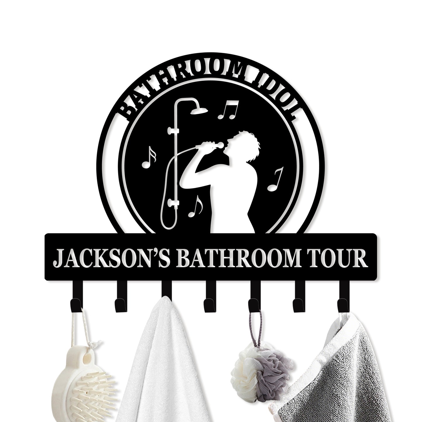 Personalized Towel Hooks, Hand Towel Holder for Bathroom, Robe Hanger Coat Hooks, Bathroom Accessories, Custom Name Decorative Wall Hooks for Bathroom Bedroom Room, Home Decor Gifts Color01