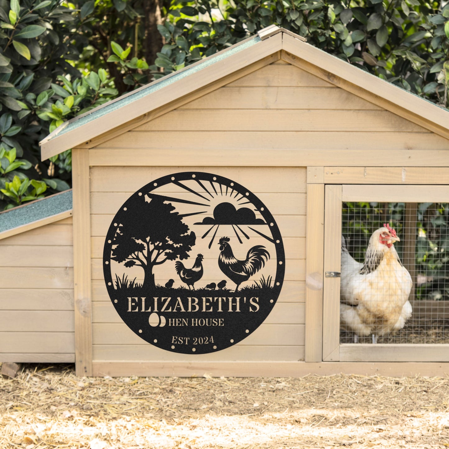 Personalized Chicken Coop Metal Sign, Rustic Farmhouse Wall Decor, Custom Hen House Sign, Handmade Gift for Chicken Lovers