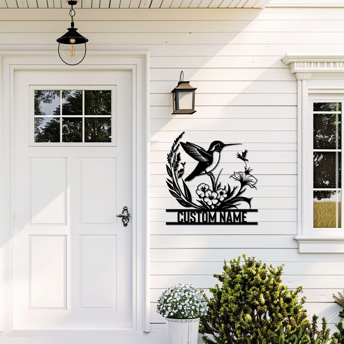 Custom Garden Stake Metal Sign, Personalized Floral Name Plaque with Birds and Butterflies, Outdoor Yard Decor for Gardeners