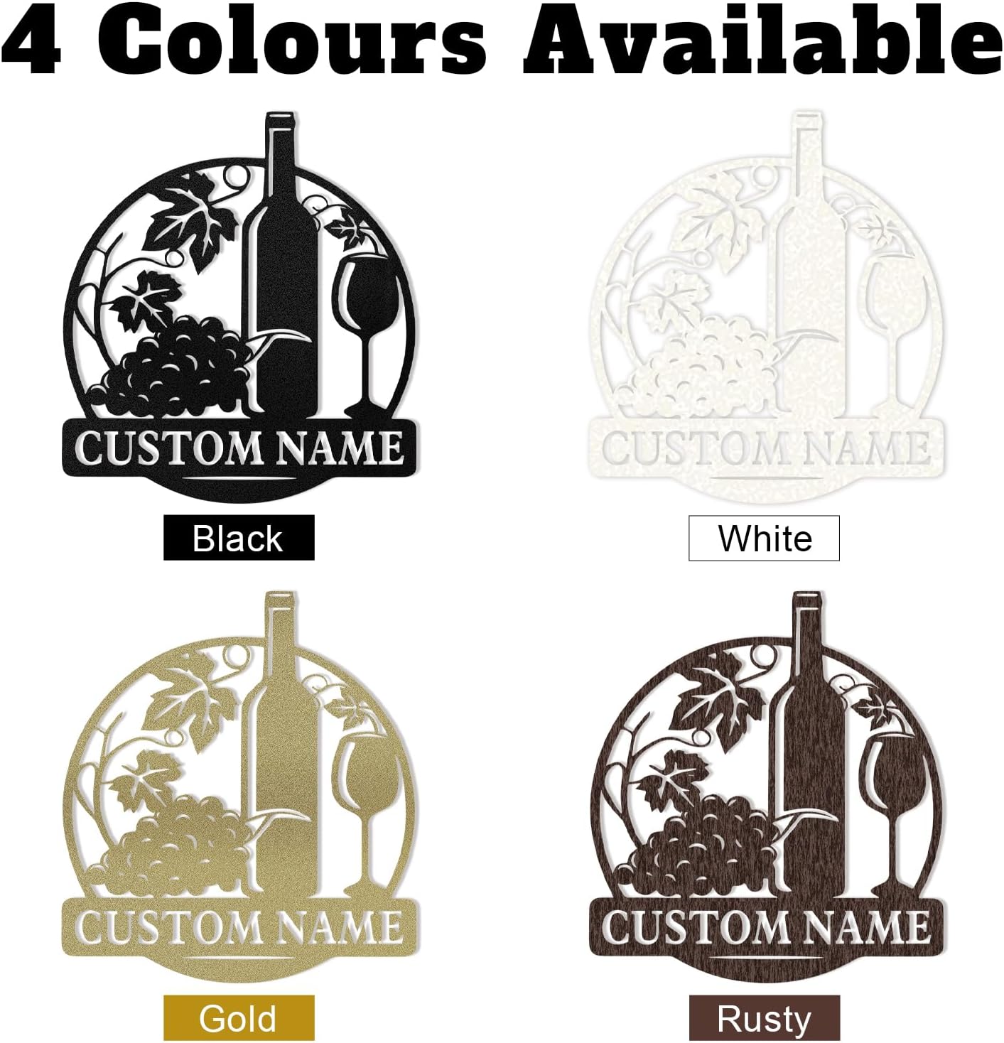 Personalized Wine Bottle Metal Sign ,Elegant Bar & Kitchen Wall Art