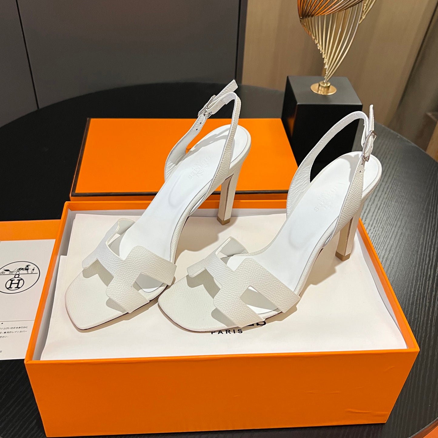 New Leather H Logo Women's High Heeled PD052024022704