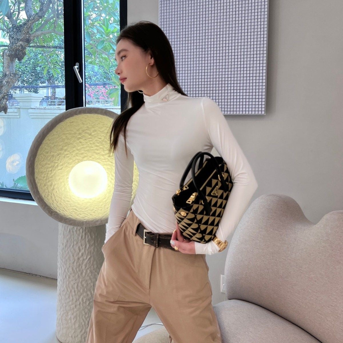 Unisex fashion and versatile high neck base shirt 1024080503
