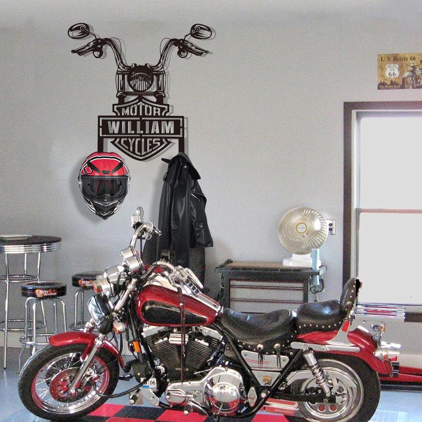 Rustic Wrought Iron Helmet Wall Mount , Stylish Motorcycle Storage Solution