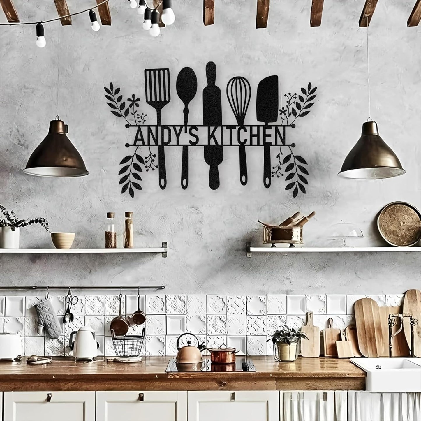 Personalized Metal Kitchen Sign , Rustic Farmhouse Wall Decor for Cooks & Chefs