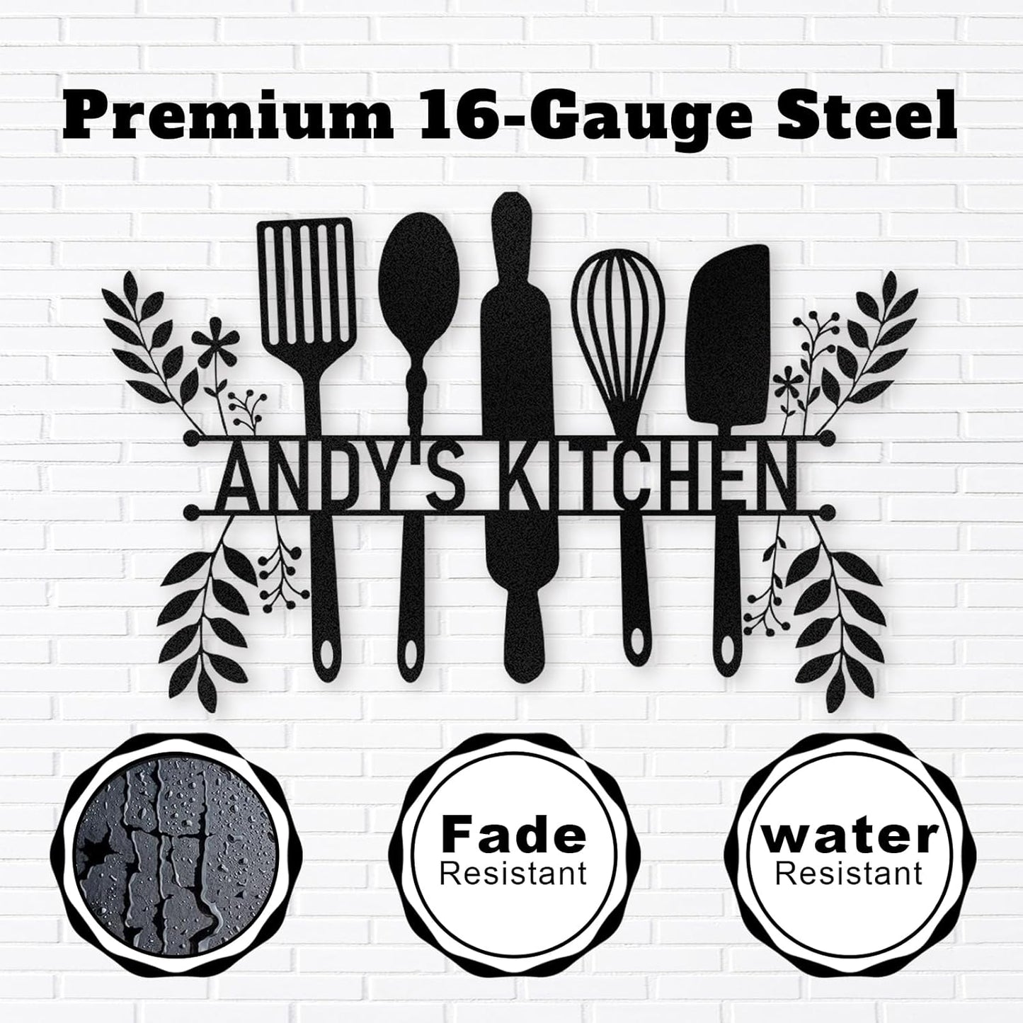 Personalized Metal Kitchen Sign , Rustic Farmhouse Wall Decor for Cooks & Chefs