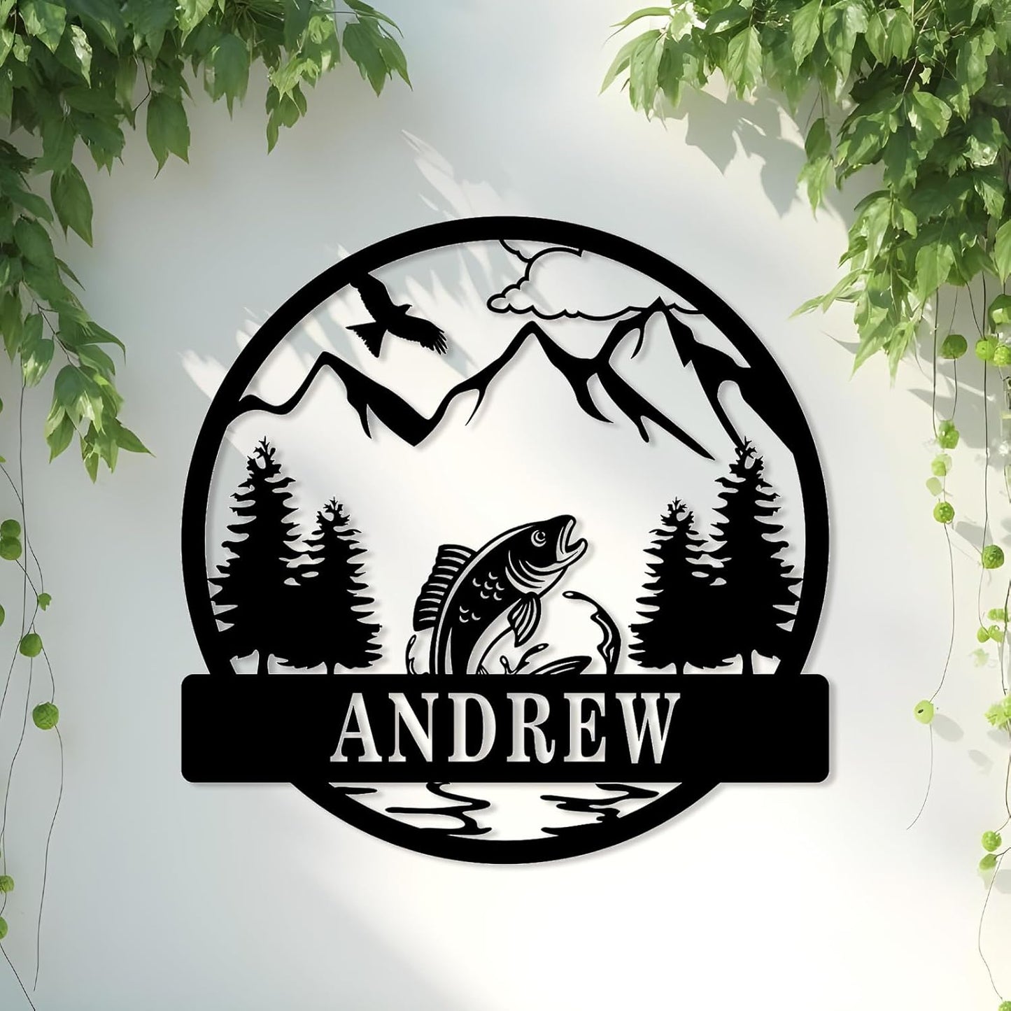 Custom Bass & Eagle Metal Art, Rustic Fishing Decor for Outdoor Enthusiasts