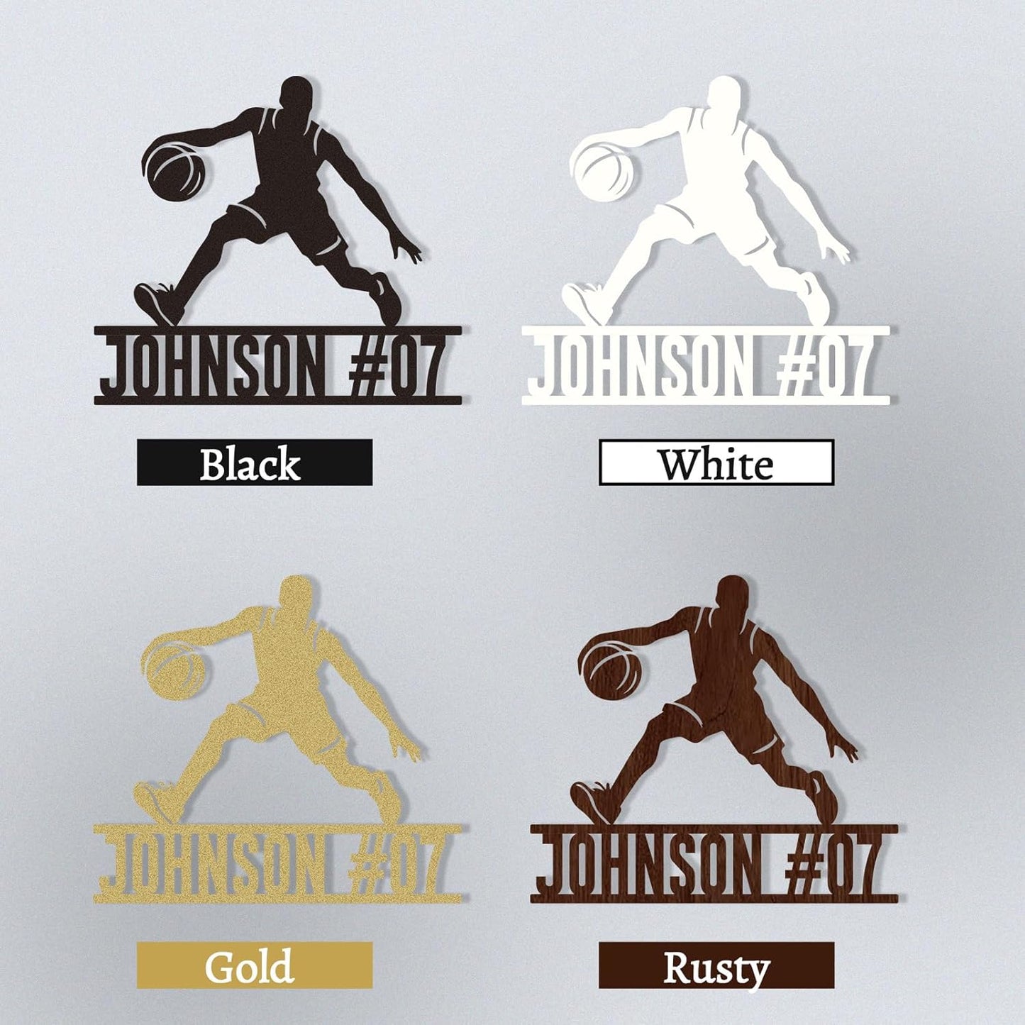 Custom Basketball Dribble Metal Sign, Personalized Name & Number Wall Art for Boys Room, Sports Fan Gift or Team Tribute