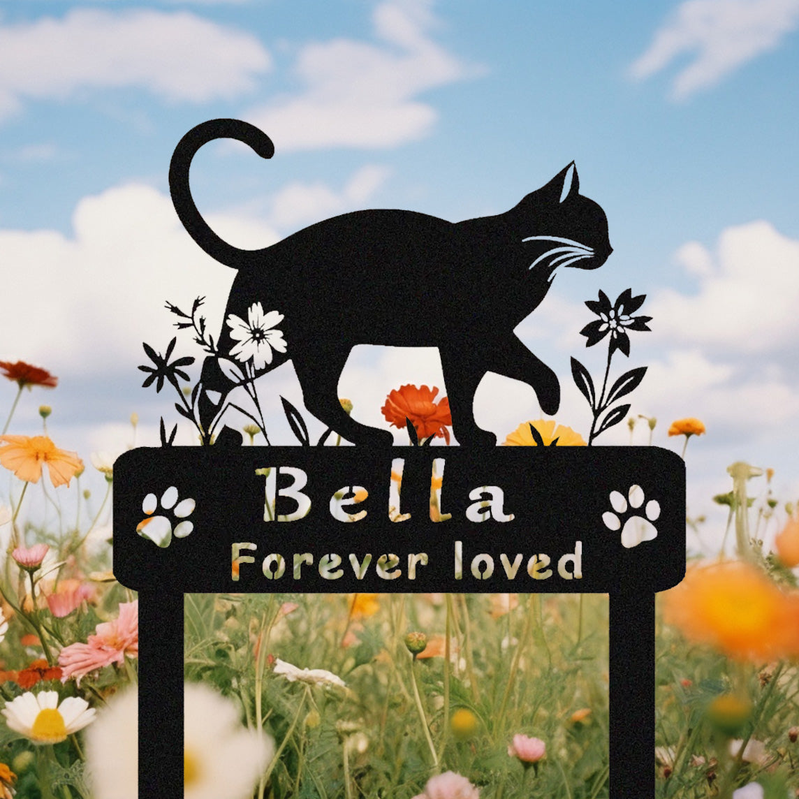 Personalized Metal Cat Garden Stake,Cat Grave Marker,Cat Memorial Stake,Custom Cat Cemetery Stake