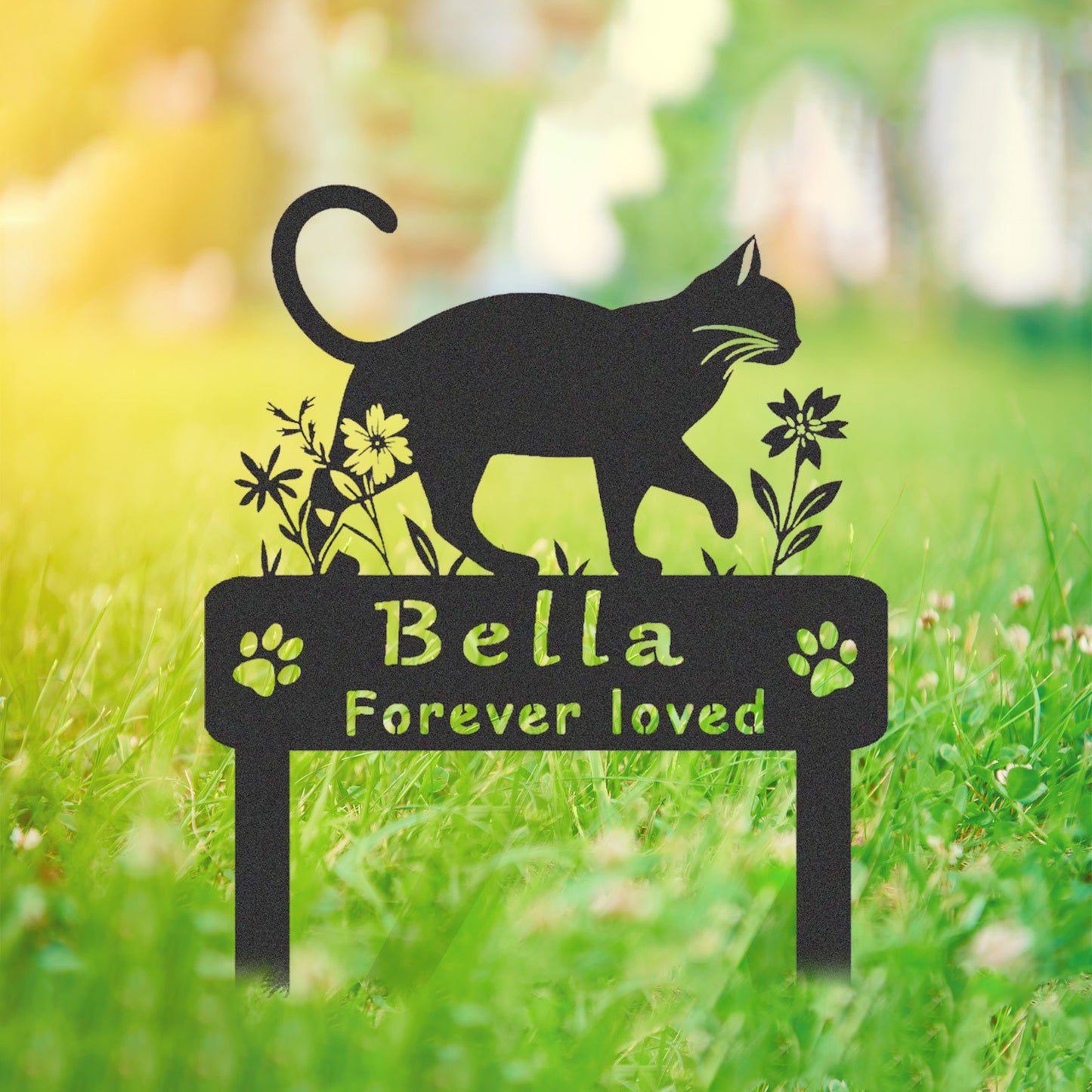 Personalized Metal Cat Garden Stake,Cat Grave Marker,Cat Memorial Stake,Custom Cat Cemetery Stake