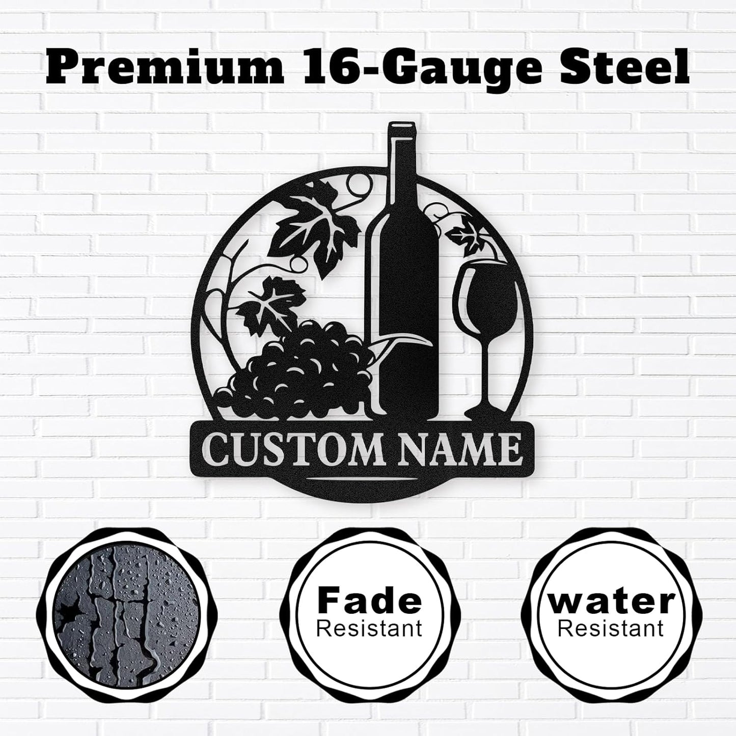 Personalized Wine Bottle Metal Sign ,Elegant Bar & Kitchen Wall Art
