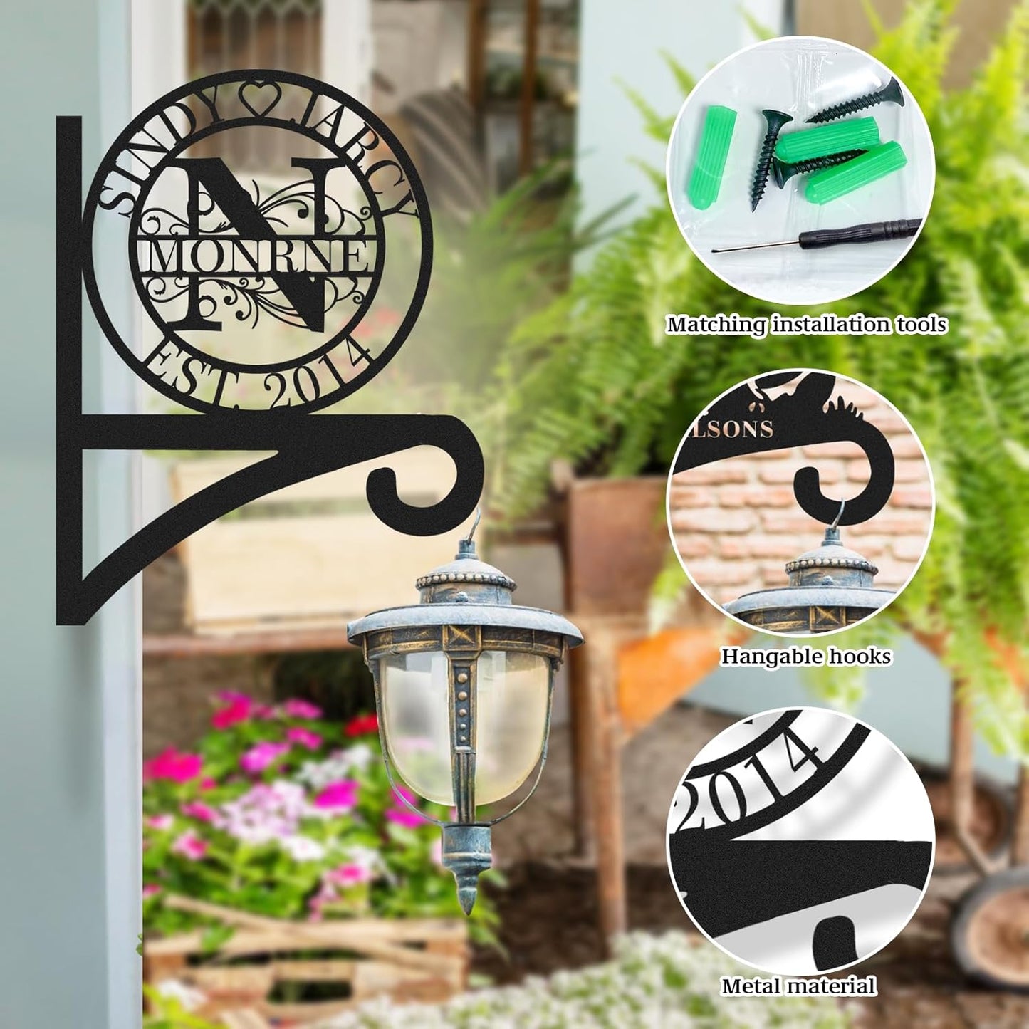 Custom Metal Plant Hanger Decorative Wall, Personalized Name Hooks for Hanging Plant Bracket