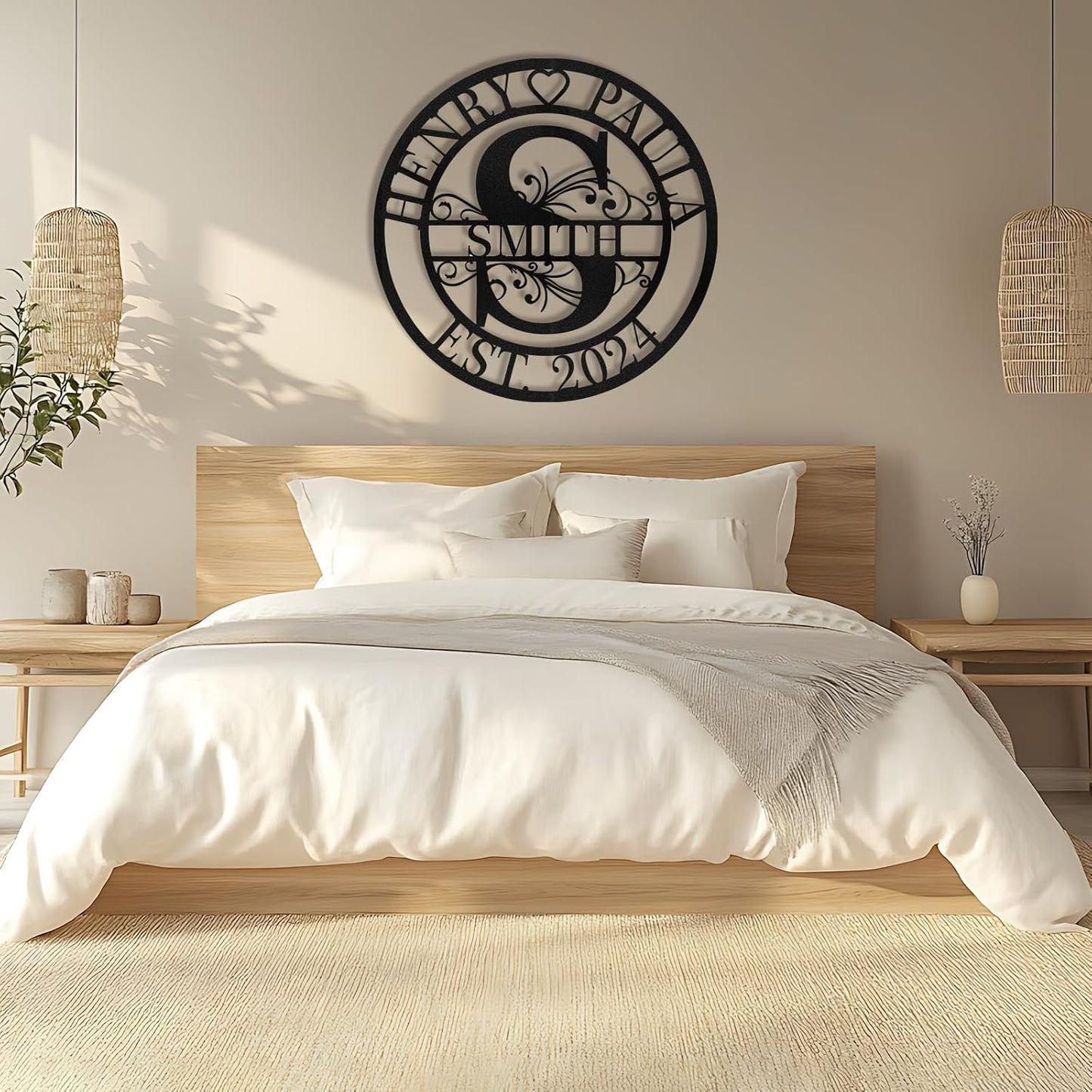 Custom Metal Family Name Sign Personalized Monogram Design for Indoor Outdoor Decor Wedding Housewarming Gift
