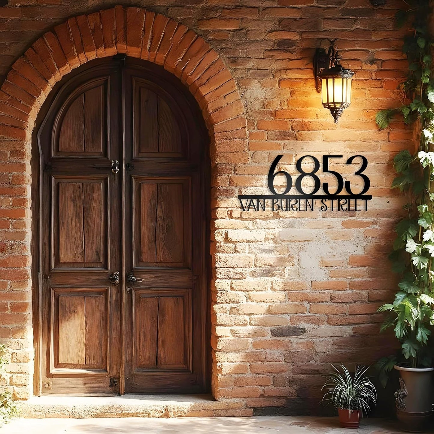 Personalized Metal House Number Sign for Outside Modern, Metal Address Signs for Houses, Custom Address Plaque, Art Deco Address Numbers and Street Name, House Number Plaque, Front Door Sign
