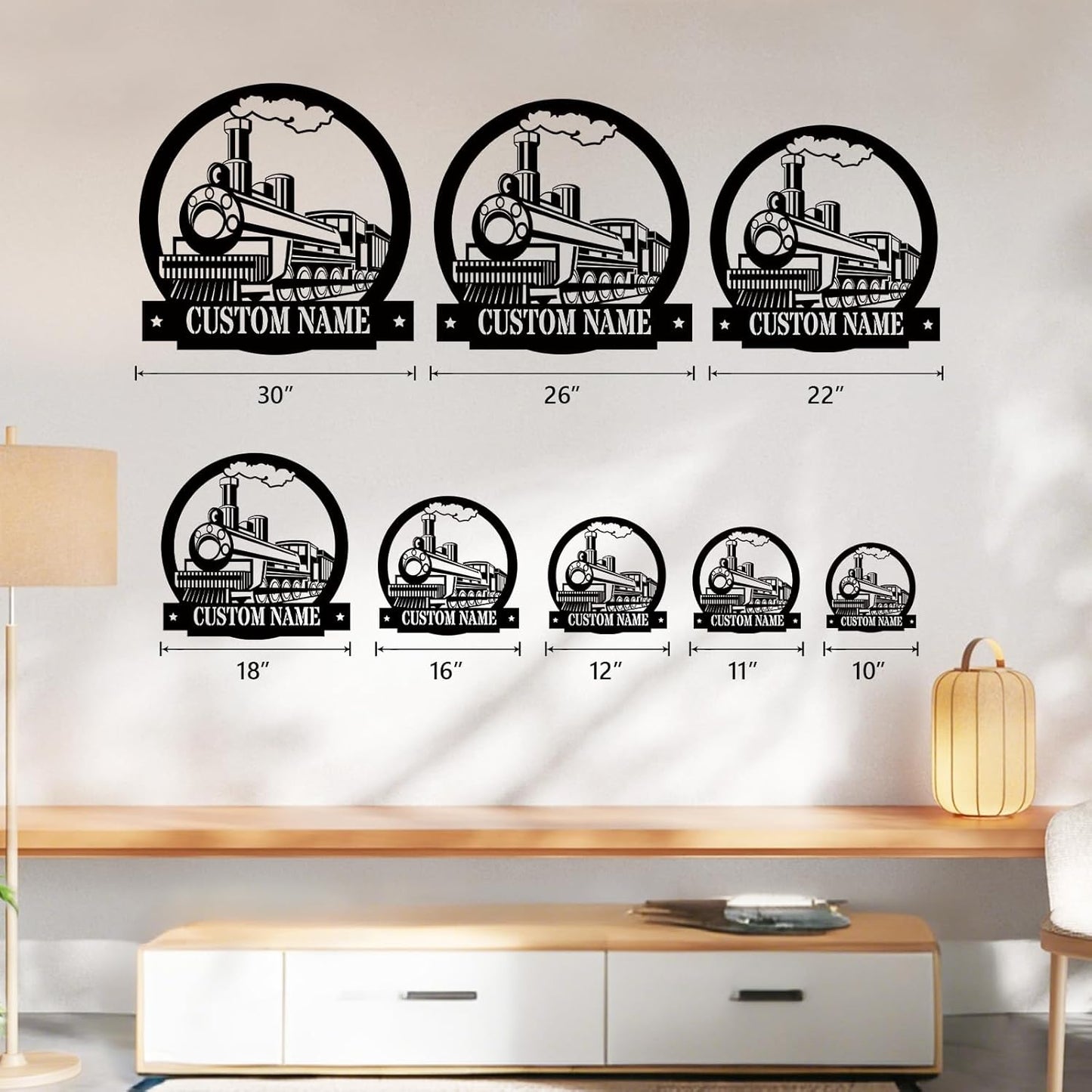 Custom Train Metal Signs, Outdoor Railroad & Last Name Sign, Letter Monogram Family Wall Art & Personalized Gifts