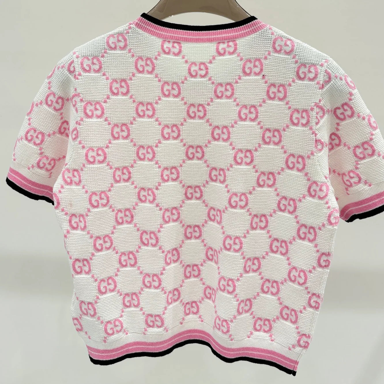 New round neck letter jacquard knit short tops 1025042214