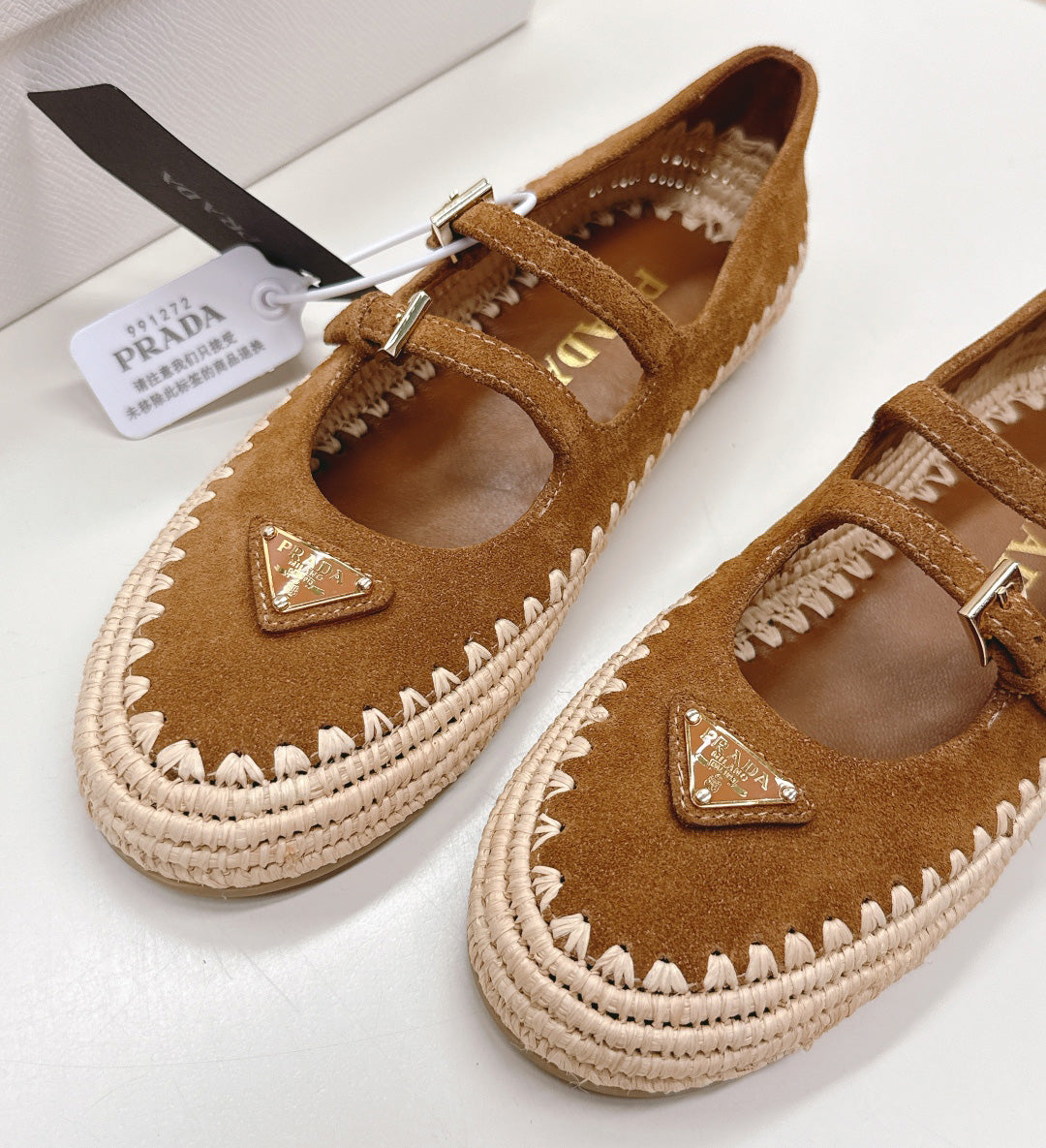 Raffia Straw Mary Jane Flat Single Shoes 1025051503
