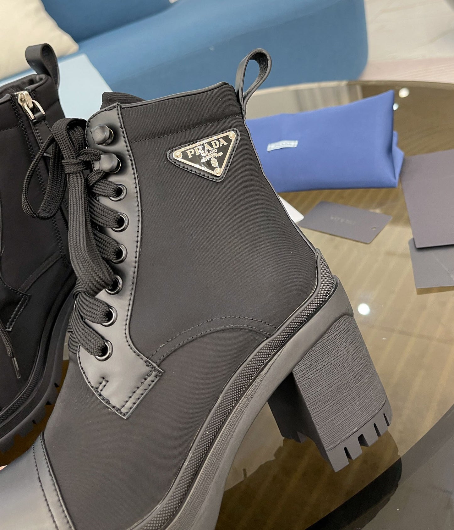 PR waterproof nylon high heel short boots 1824102201