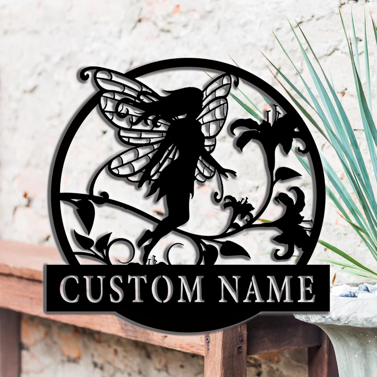 Custom Fairy Garden Decor - Personalized Metal Sign for Flower Beds & Outdoor Magic