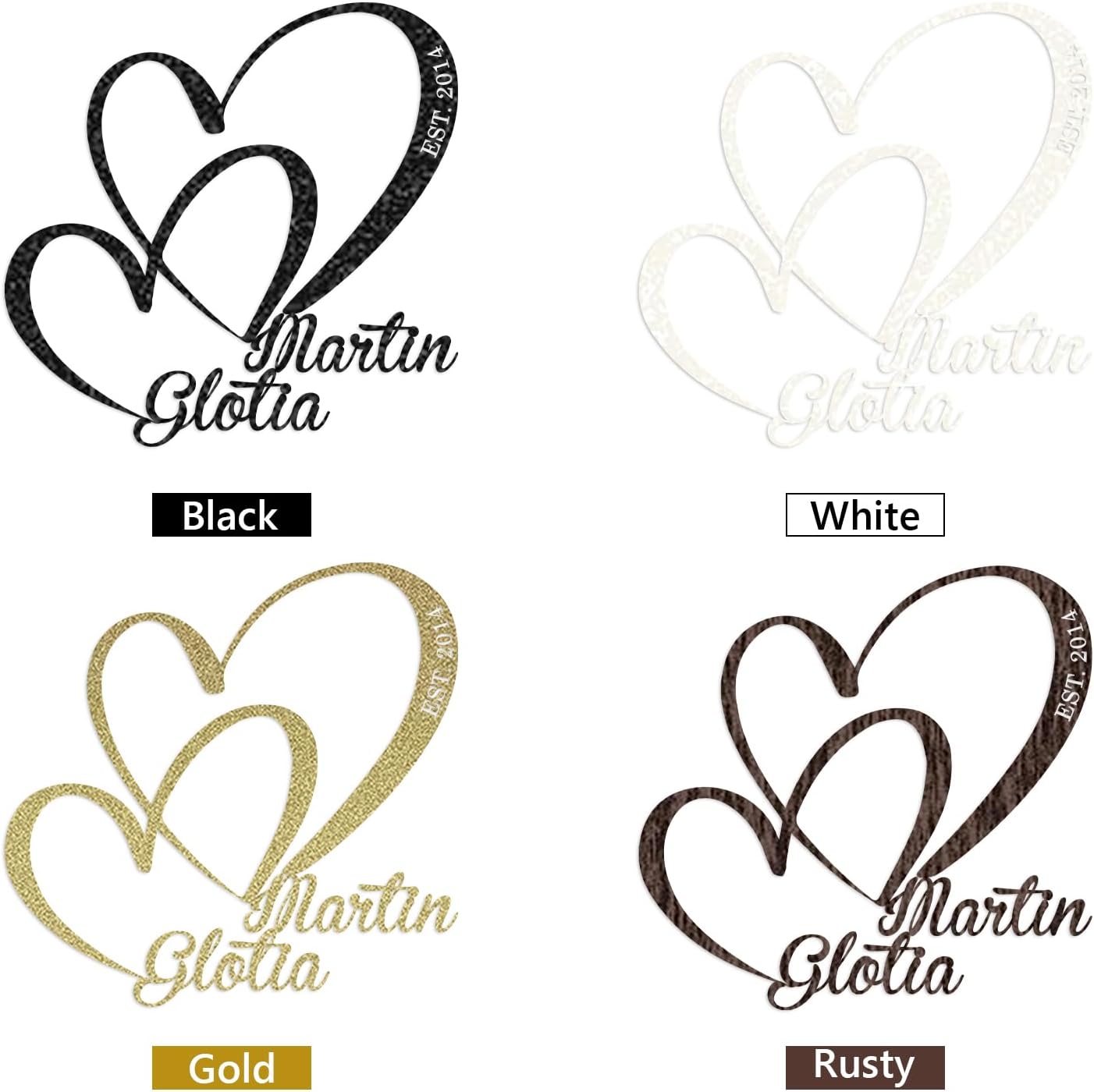 Custom Wedding Metal Gift for Couples Name & Date Infinity Heart Wall Decor Valentine Anniversary Sign